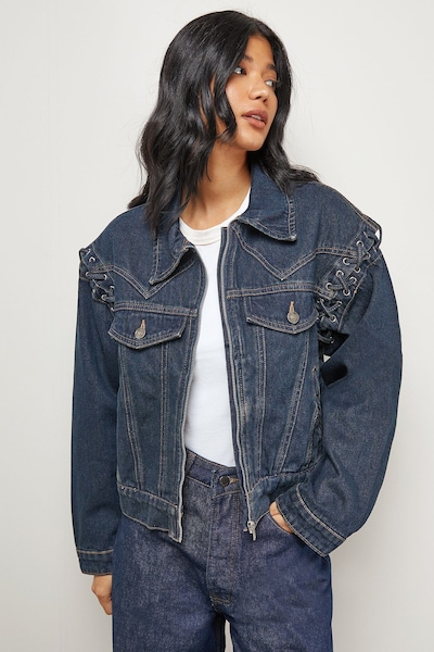 Warehouse Whipstitch Detail Washed Denim Jacket Vintage Wash
