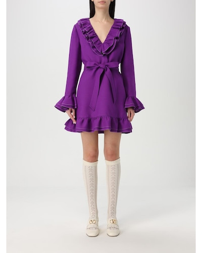 Valentino Ruffled Mini Dress ALine Wo - Violet Dresses