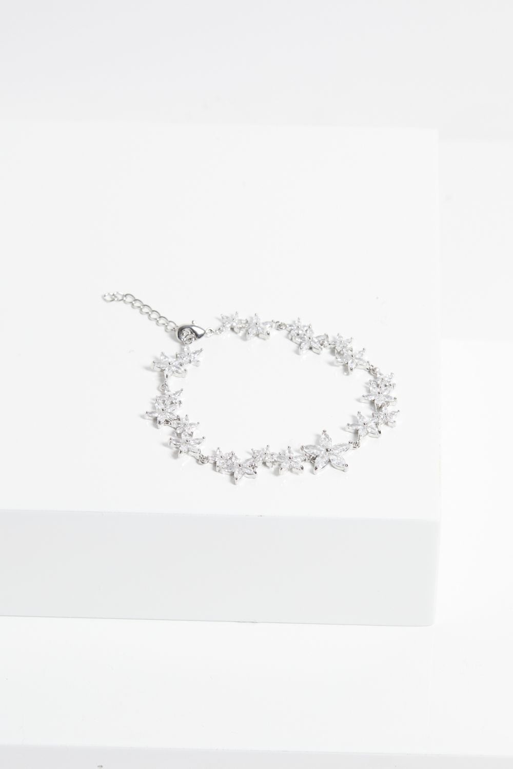 Jon Richard Rhodium Plated Cubic Zirconia Mixed Floral Bracelet image 2