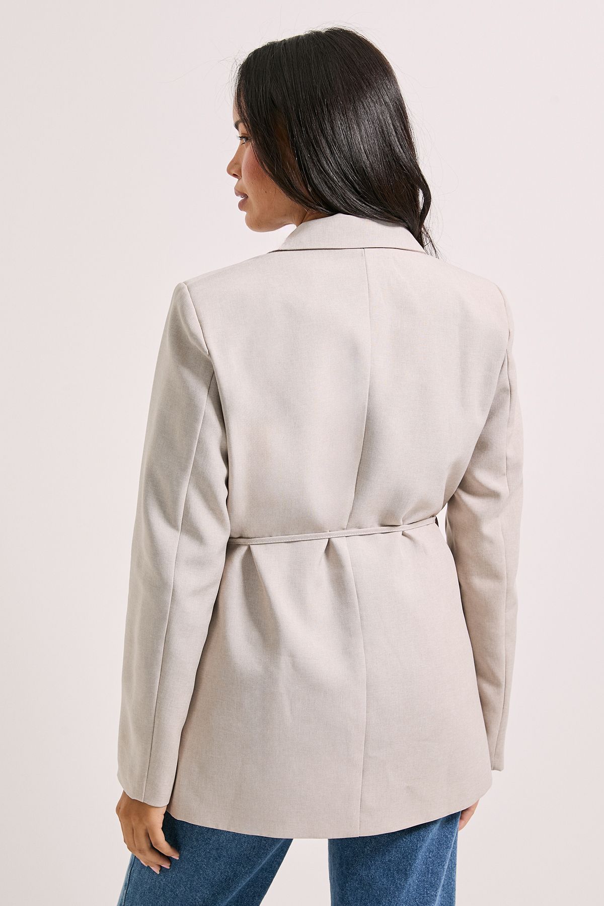 Dorothy Perkins Tie Waist Single Breasted Blazer Grey image 3