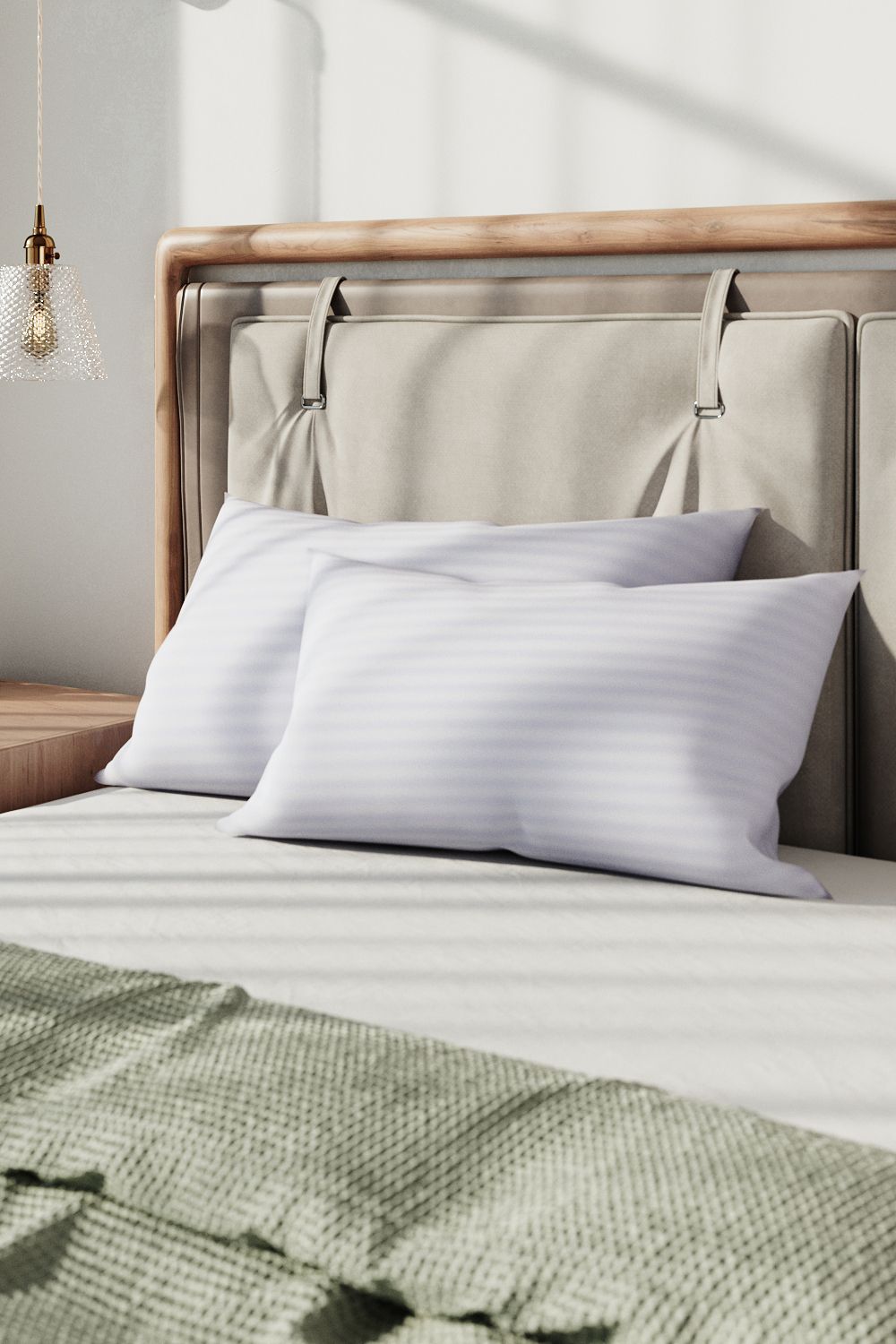 Living and Home 2Pcs Washable Stripe Bed Pillows Comfortable Medium Firm Support Pillows, 70cm L x 42cm W image 2