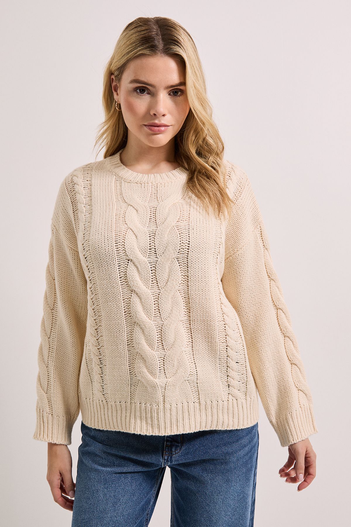 Dorothy Perkins Cable Knitted Crew Neck Jumper Cream