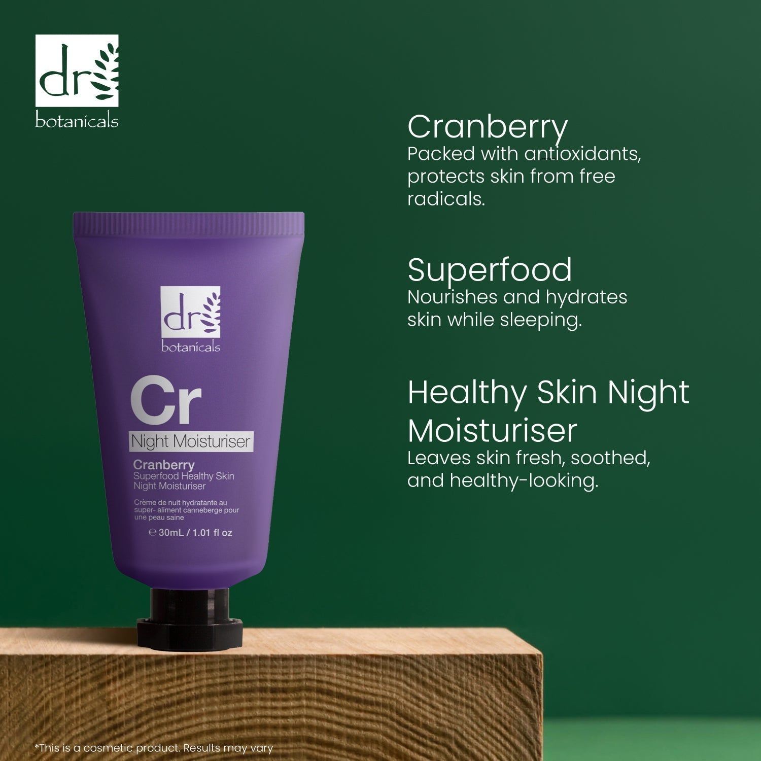 Dr. Botanicals Cranberry Superfood Healthy Skin Night Moisturiser 30ml image 6