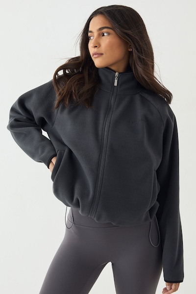 DSGN Studio DSGN Studio Polar Fleece Zip Through Funnel Neck Sweatshirt Charcoal