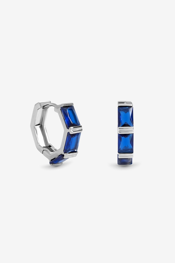 Jon Richard Silver Plated and Sapphire Hoop Earrings