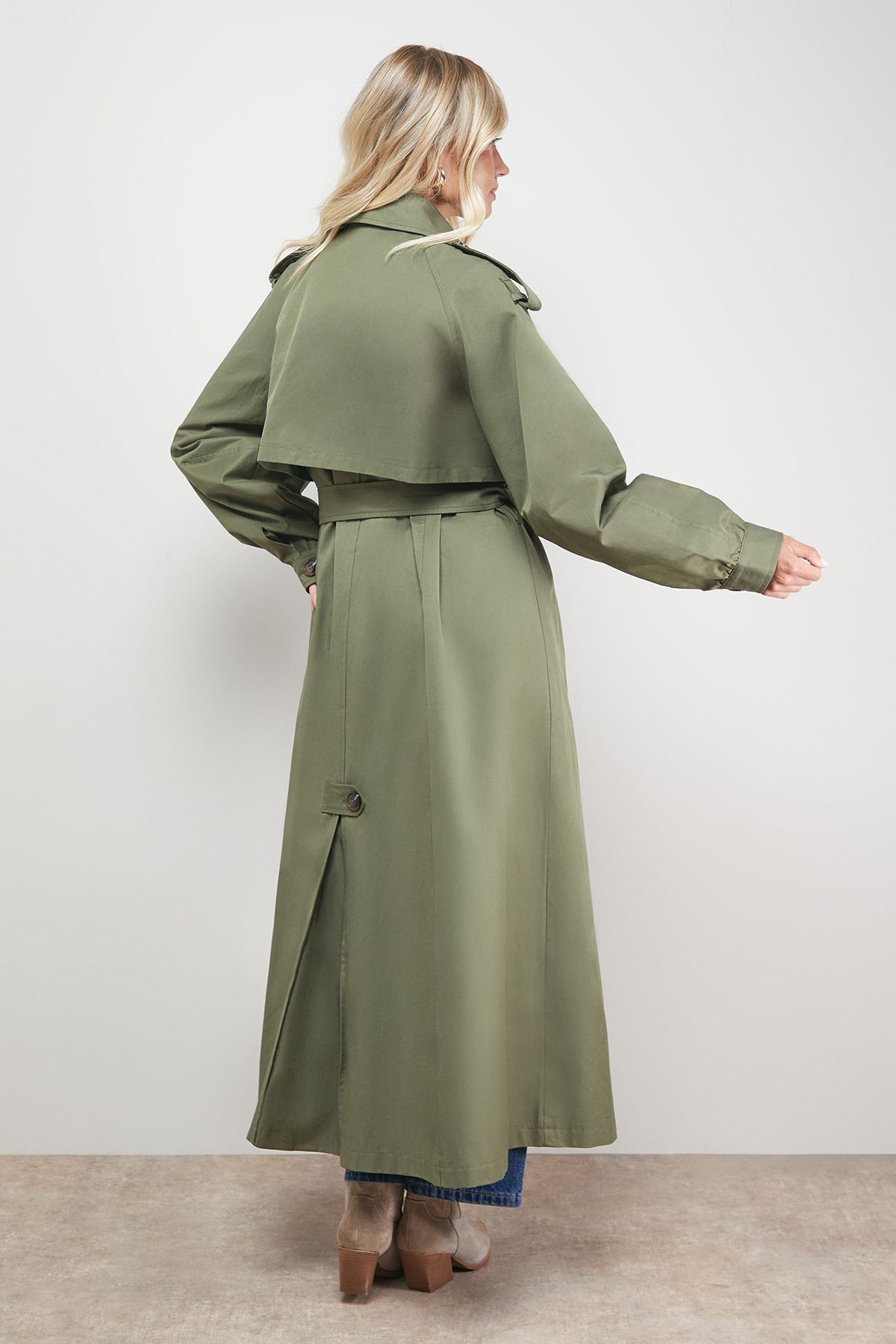 Oasis Trapeze Maxi Trench Khaki image 5