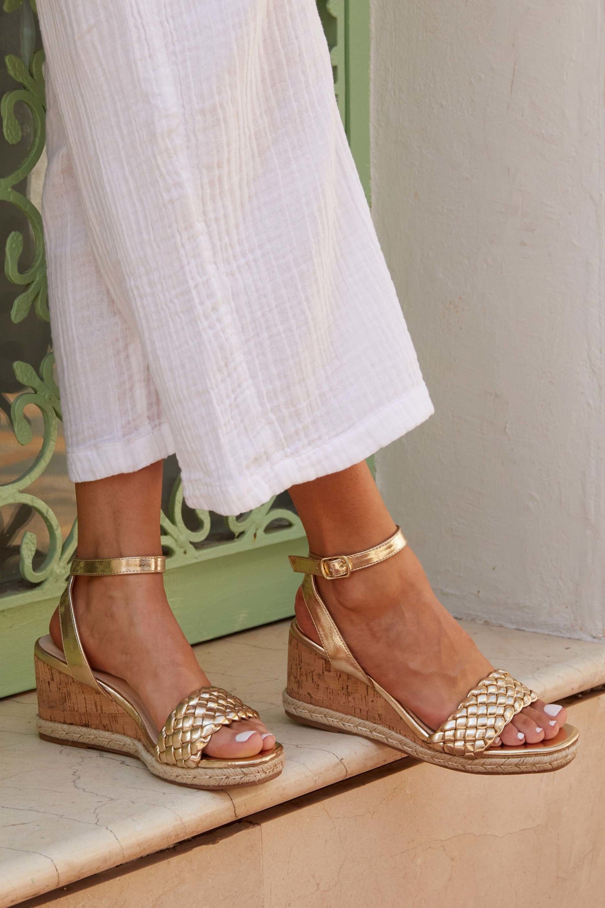 Linzi Regan Gold Faux Leather Wedge Sandals image 2