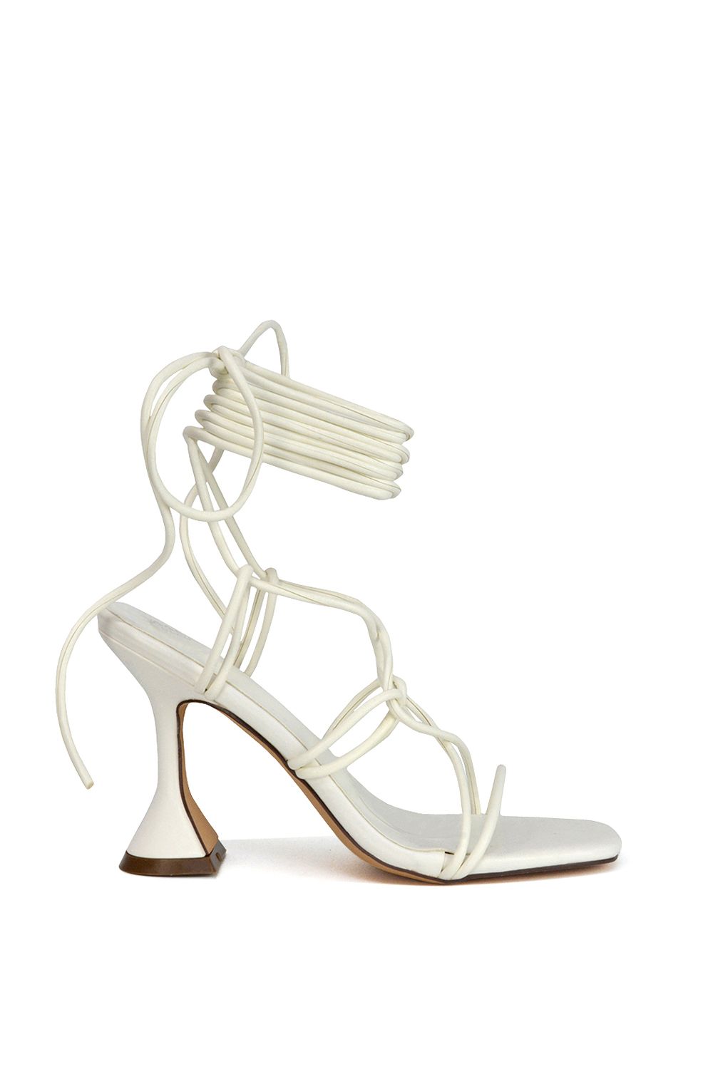 XY London 'Briar' Lace up Square Toe Sculptured Mid High Heels image 1