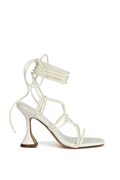 XY London 'Briar' Lace up Square Toe Sculptured Mid High Heels