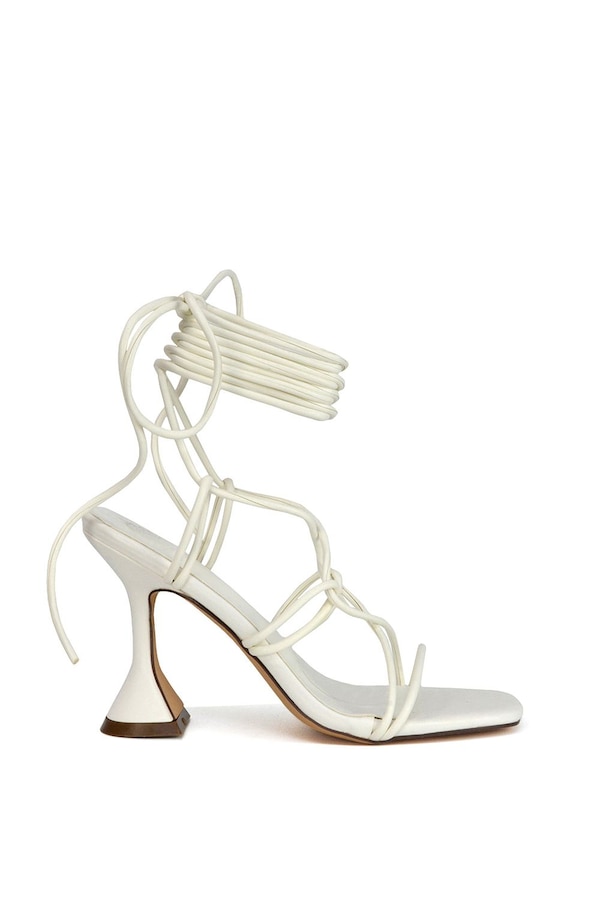 XY London 'Briar' Lace up Square Toe Sculptured Mid High Heels