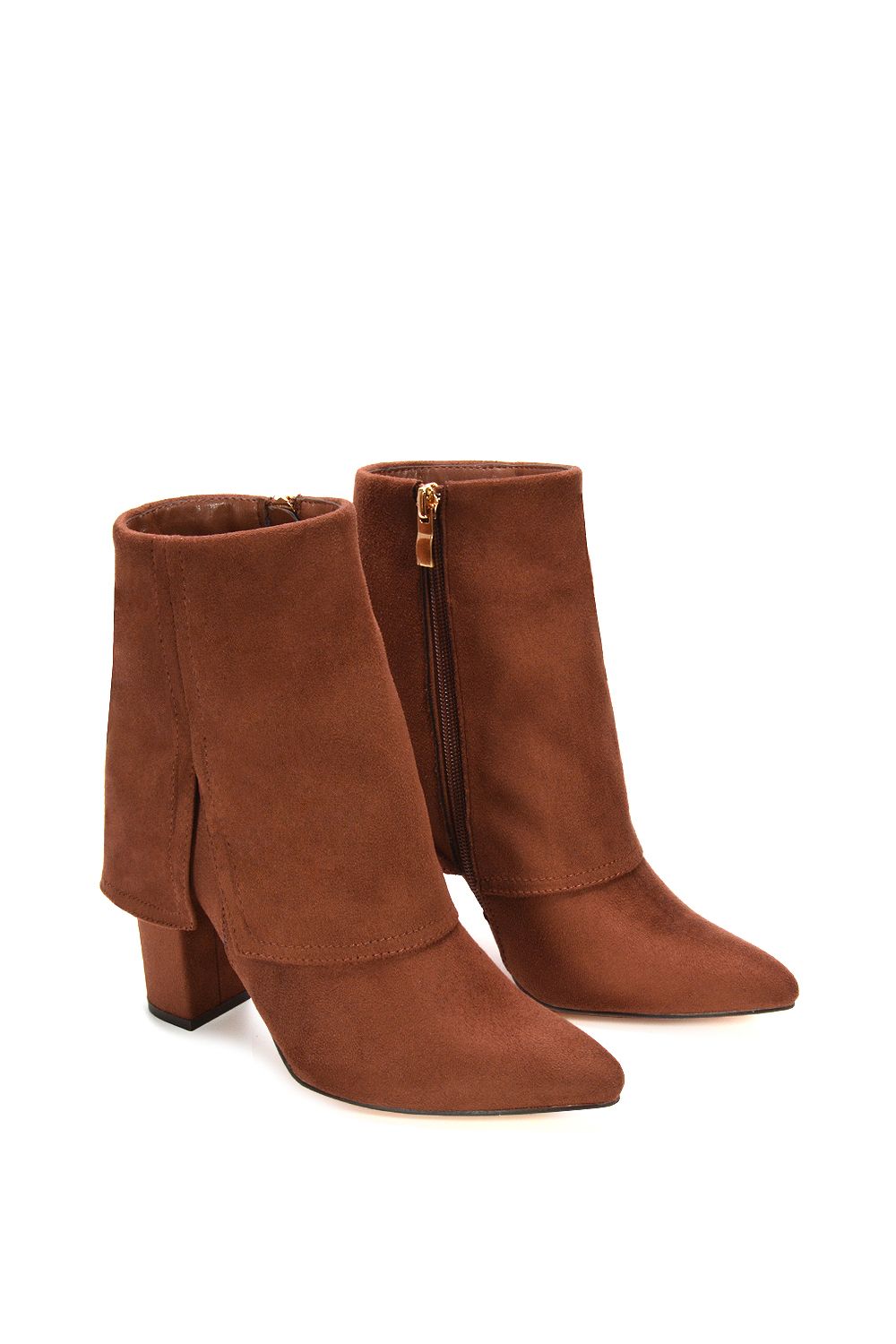 XY London 'Ayla' Layered Fold Over Pointed Toe Heeled Shoe Booties image 6