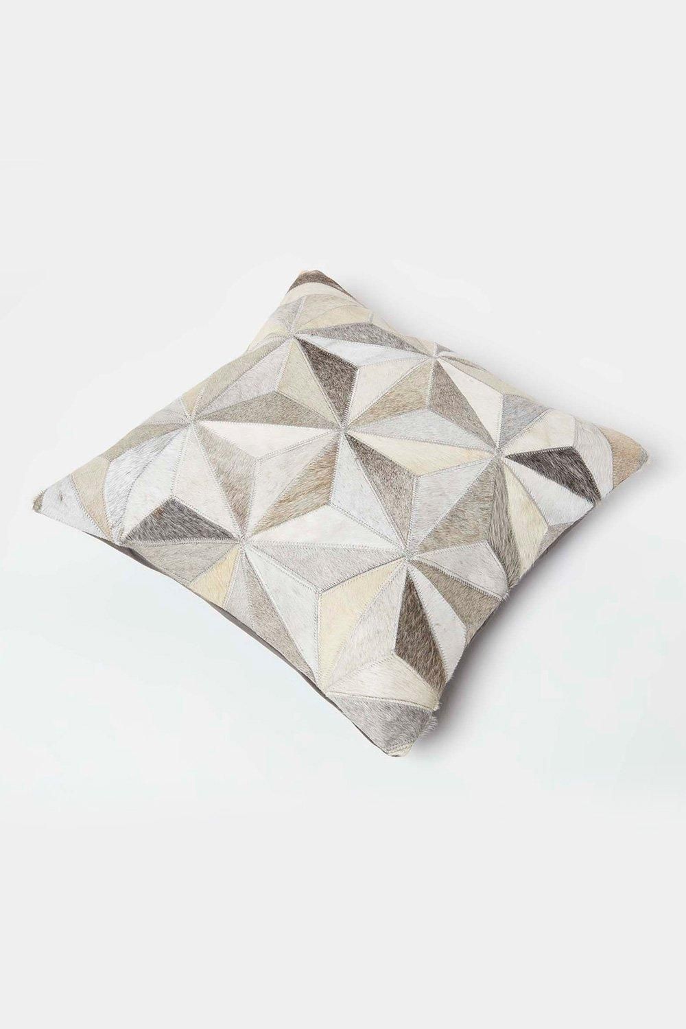 Homescapes Geometric Star Leather Cushion 45 x 45 cm image 5