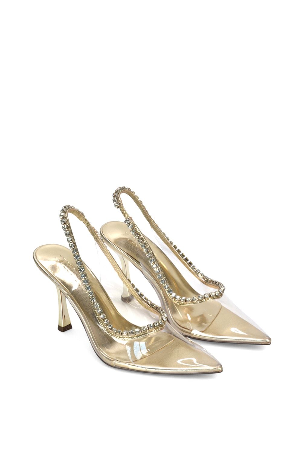 XY London 'Beryl' High Heel Clear Pointed Toe Court Shoes with Jewels image 5