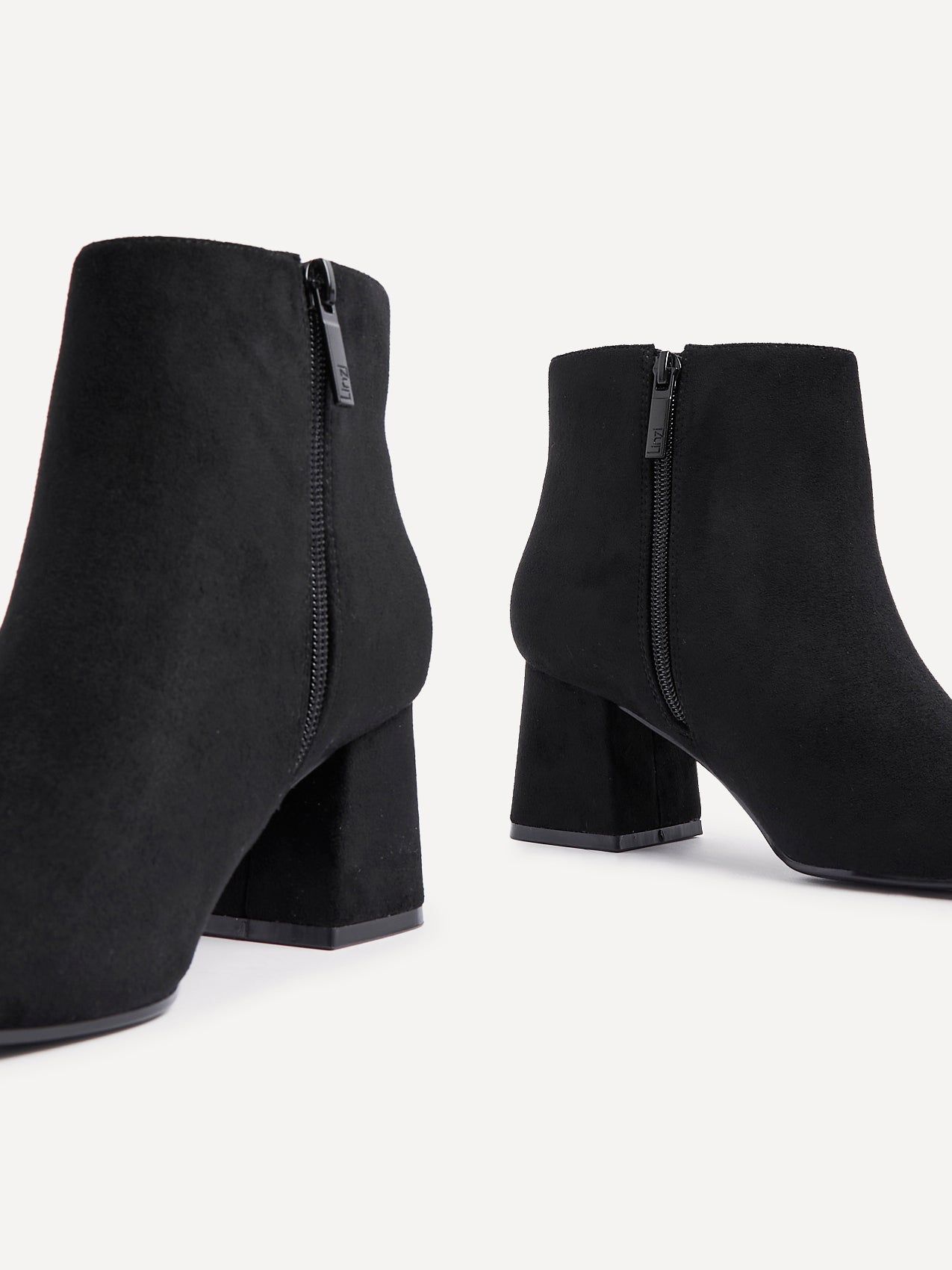 Linzi Alba Wide Fit Black Suede Block Heeled Ankle Boot image 5