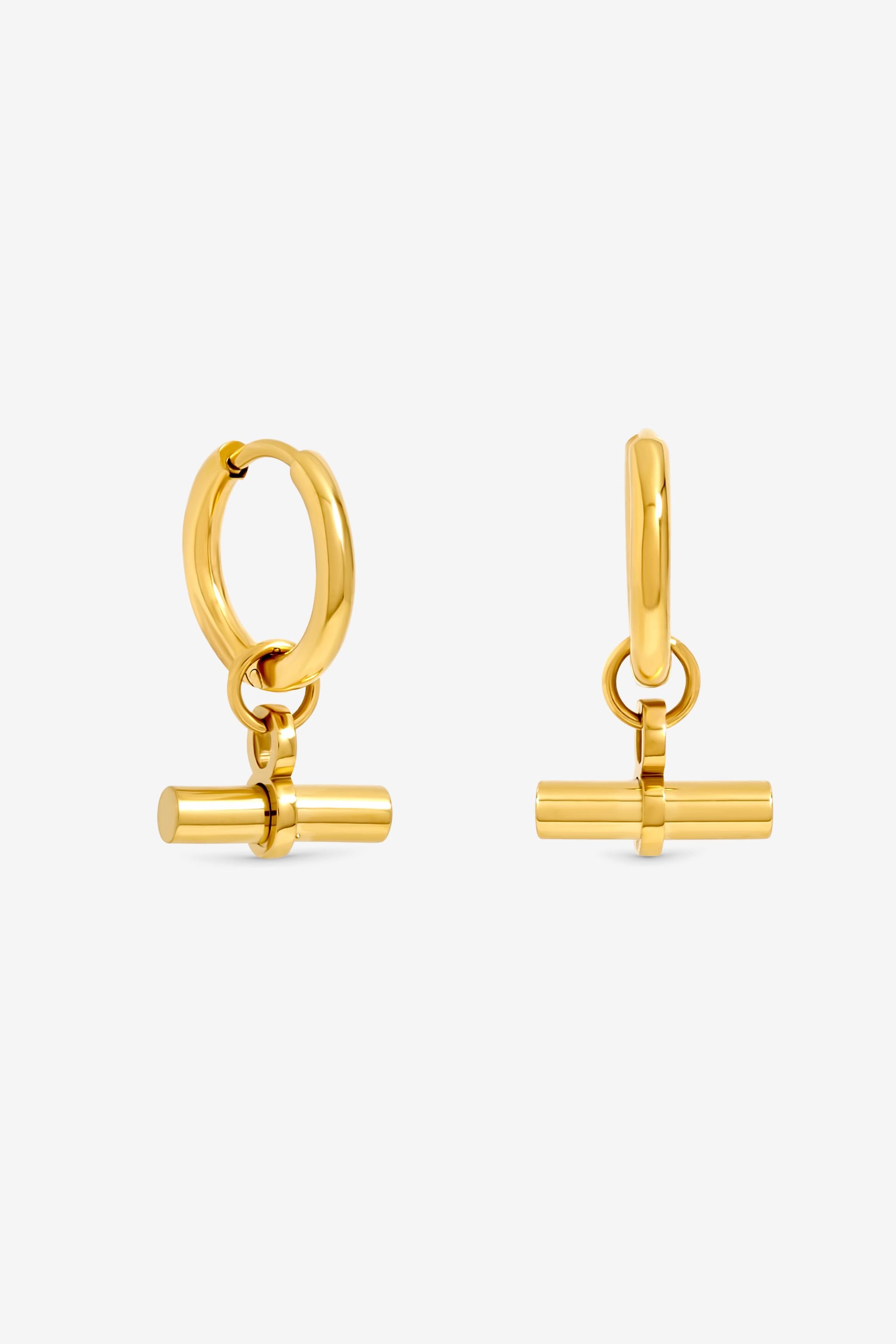 Jon Richard Gold Plated Waterproof T-Bar Huggie Hoop Earrings image 1