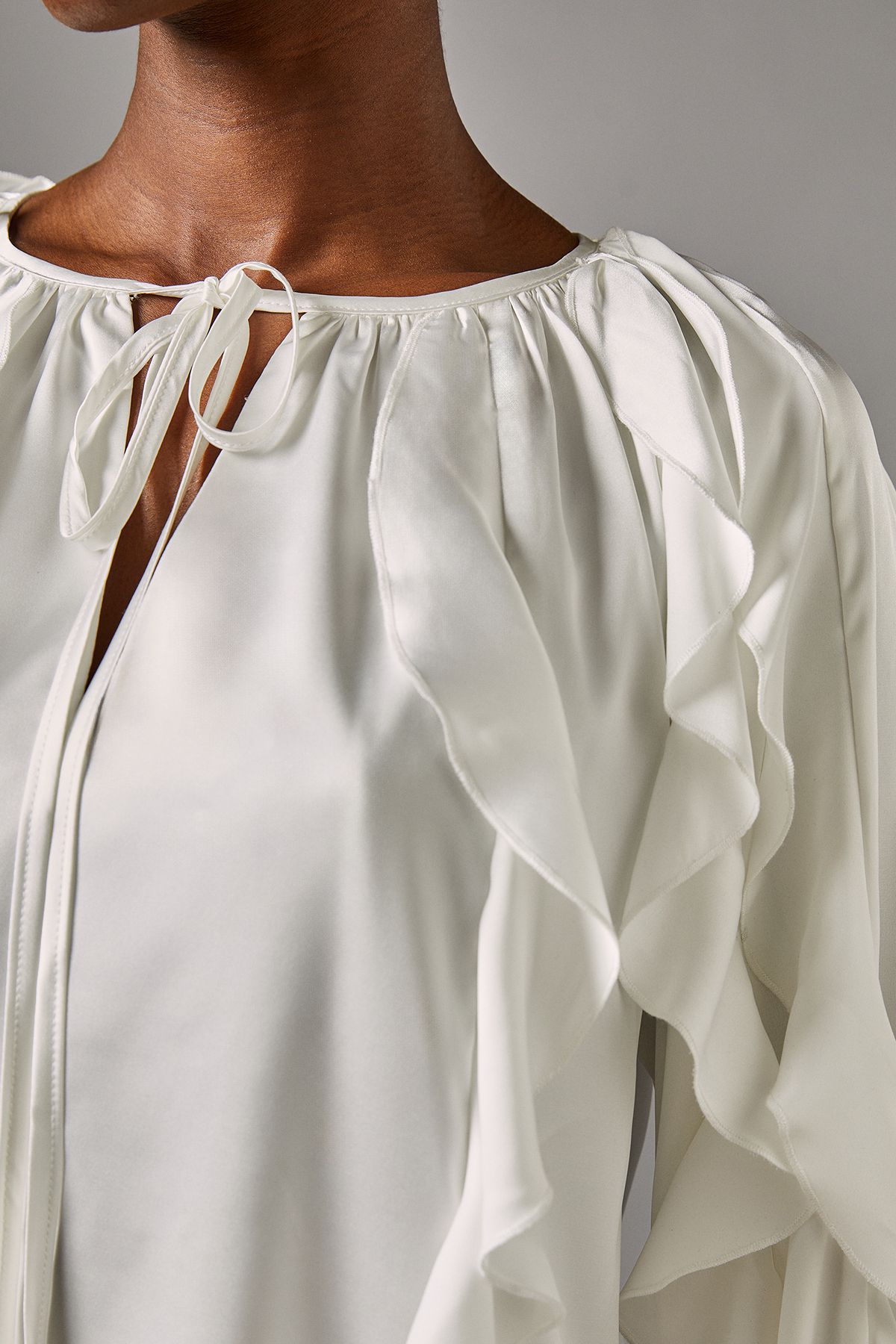 Coast Satin Frill Blouse Ivory image 5