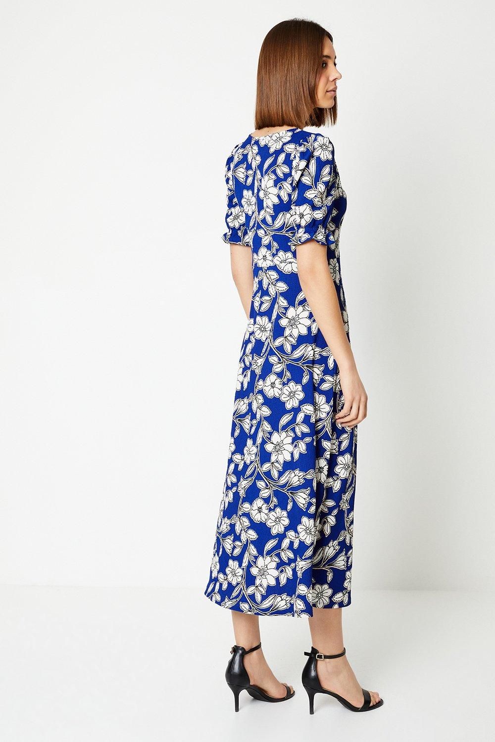 Dorothy Perkins Floral Short Sleeve V Neck Jersey Midi Dress Floral image 3