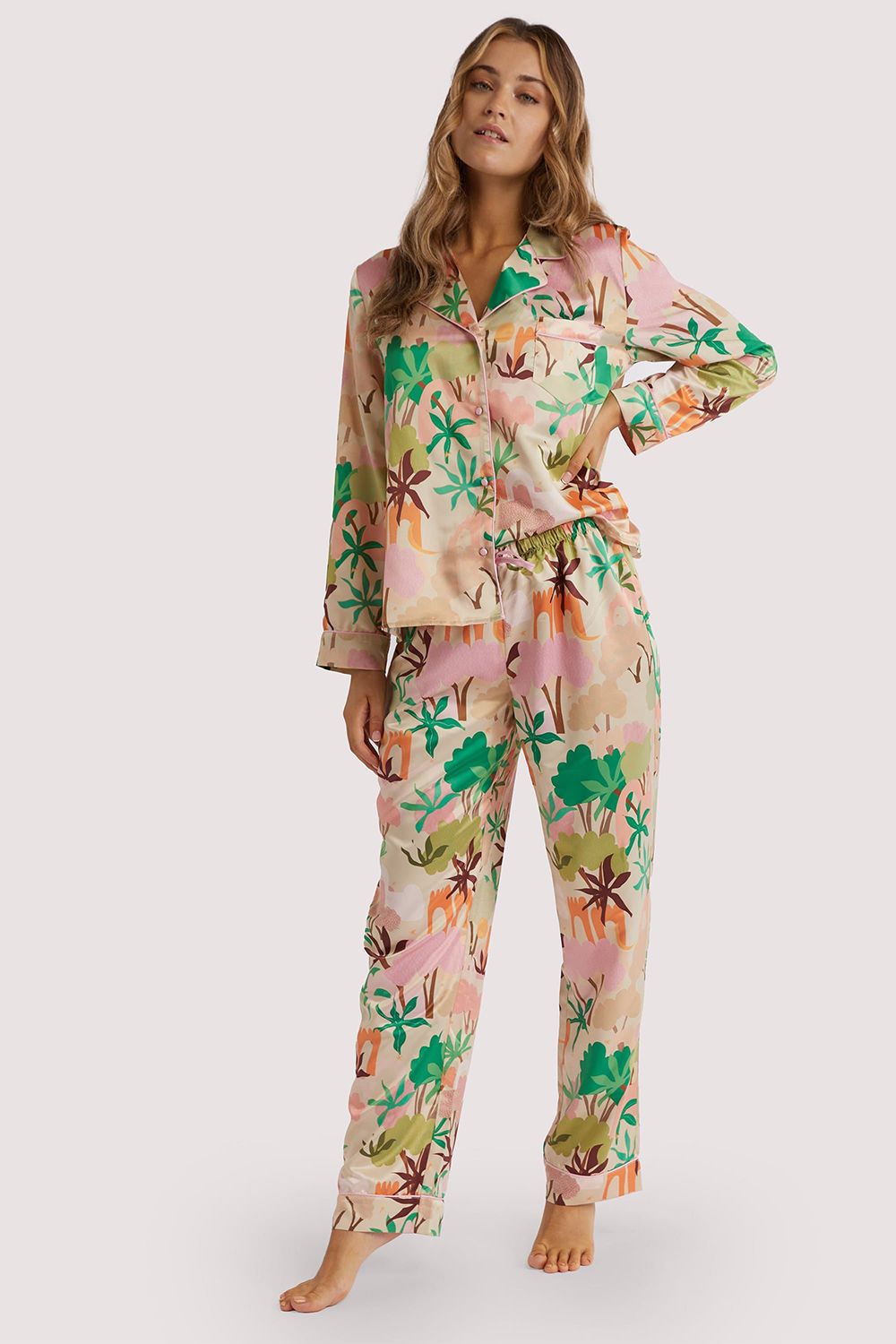 Playful Promises Alja Horvat Abstract Print Long Sleeve Satin 'Pj Top' image 4