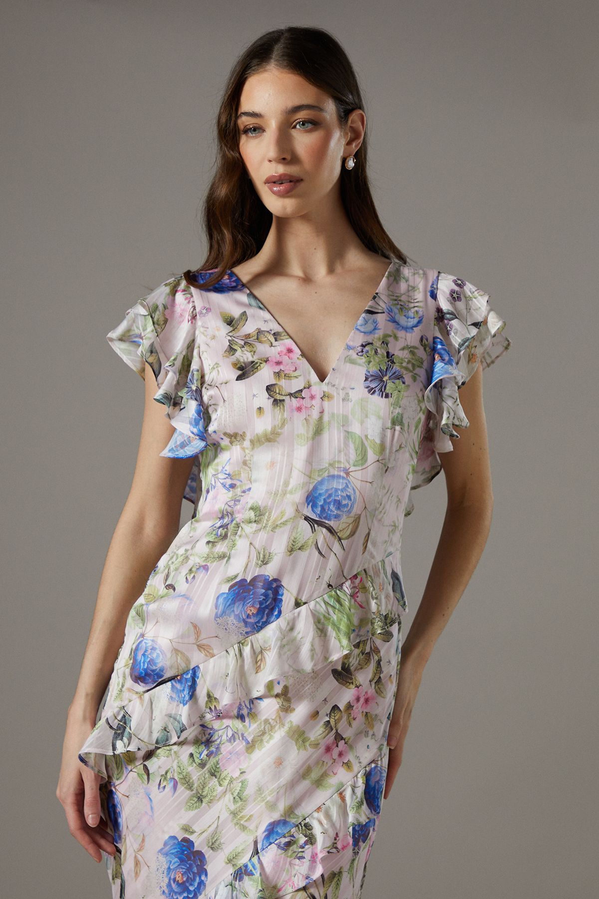 Coast Floral Frill Detail Fitted Maxi Dress Multi image 4
