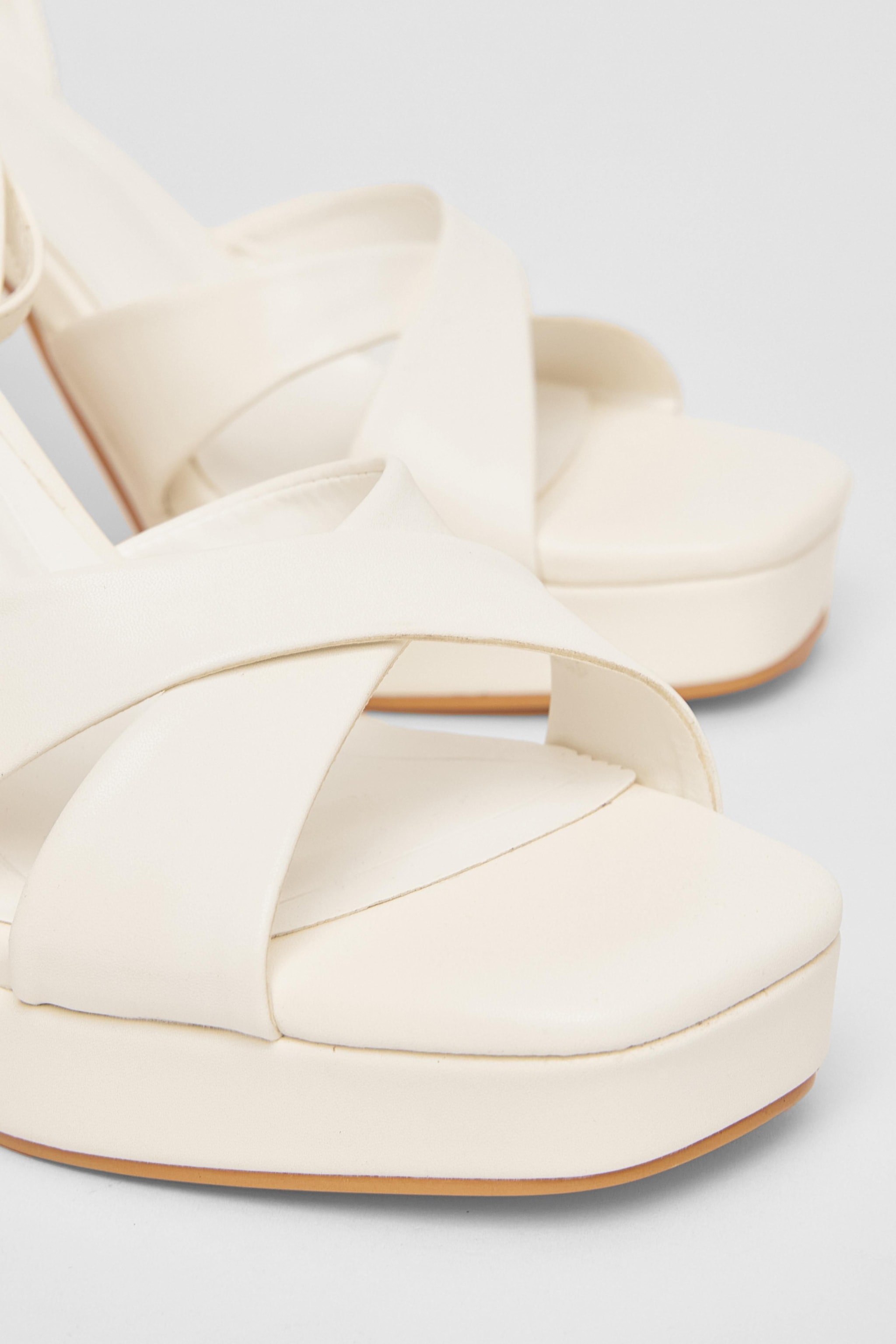 Quiz White Faux Leather Platform Heels image 4