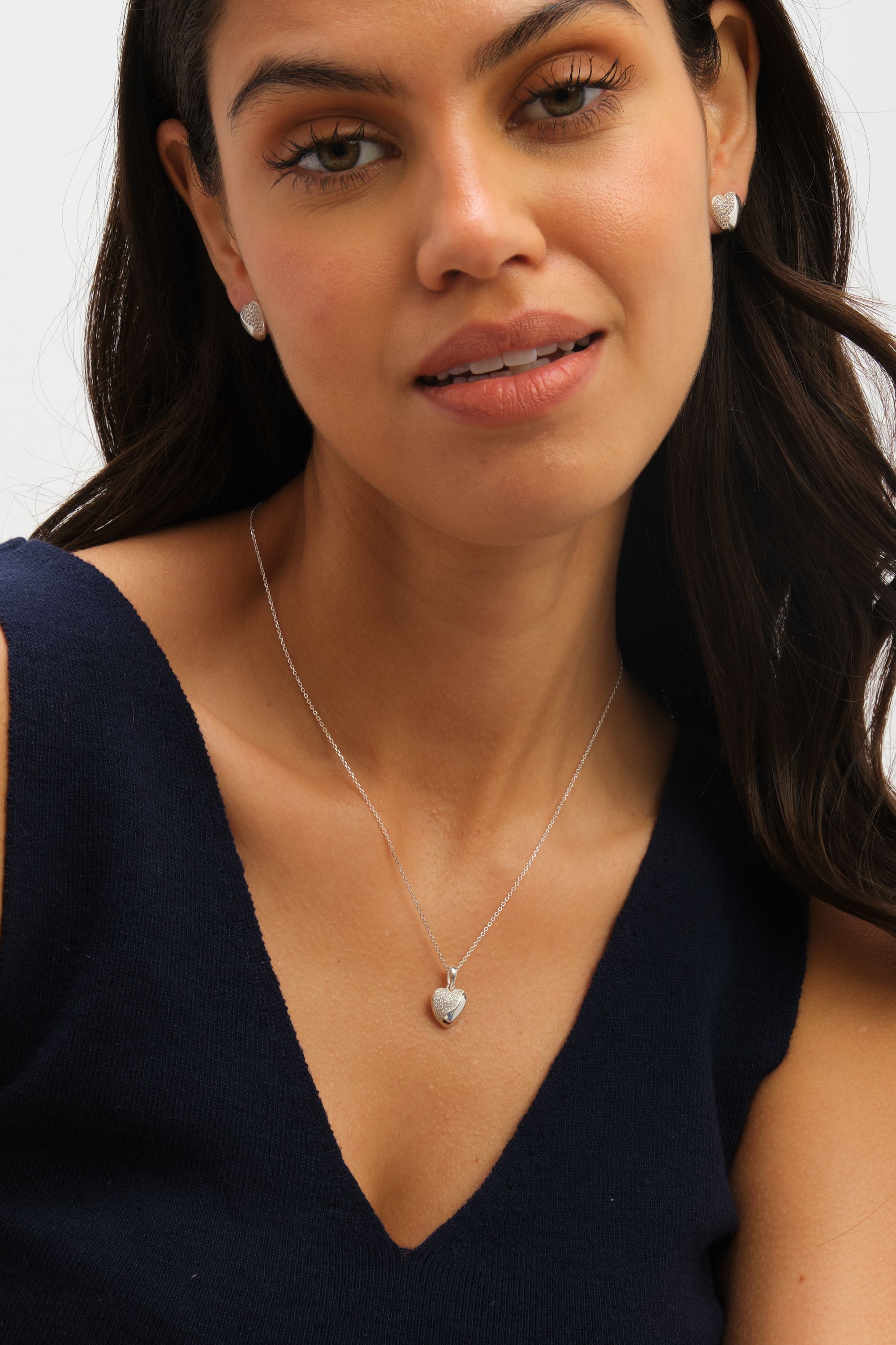 Simply Silver Sterling Silver 925 Polished and Micro Pave Pendant image 4