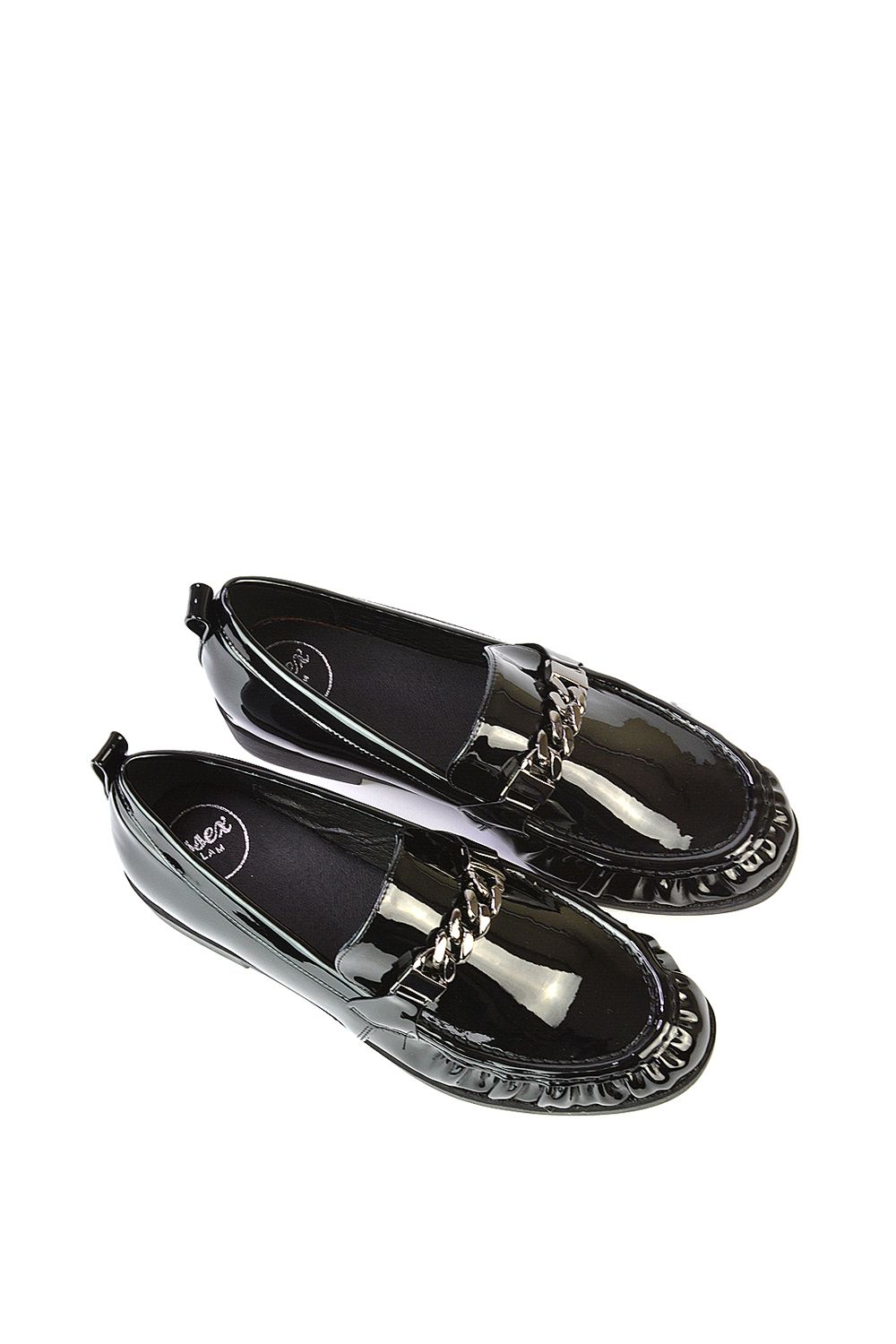 XY London 'Heidi' Chain Detail Ruched Loafer Back to School Shoes image 3