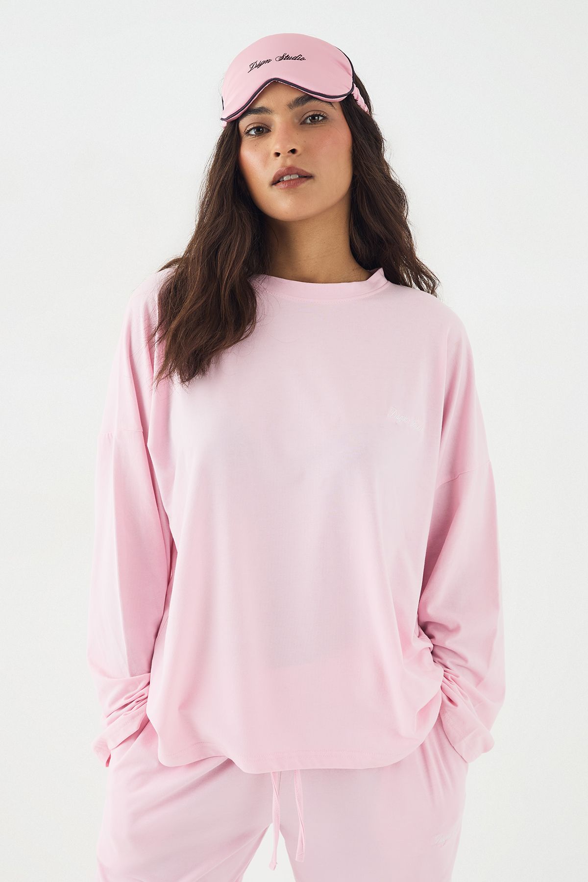 DSGN Studio DSGN Studio Lounge Long Sleeve Oversized Supersoft T-Shirt Baby Pink image 1