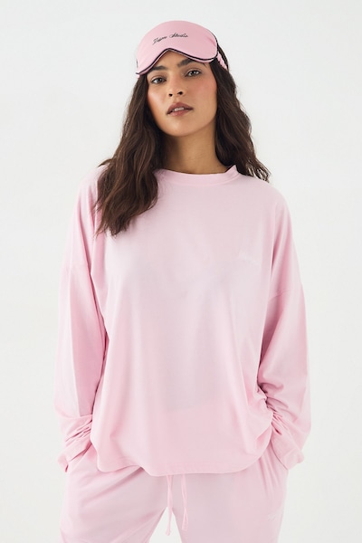 DSGN Studio DSGN Studio Lounge Long Sleeve Oversized Supersoft T-Shirt Baby Pink