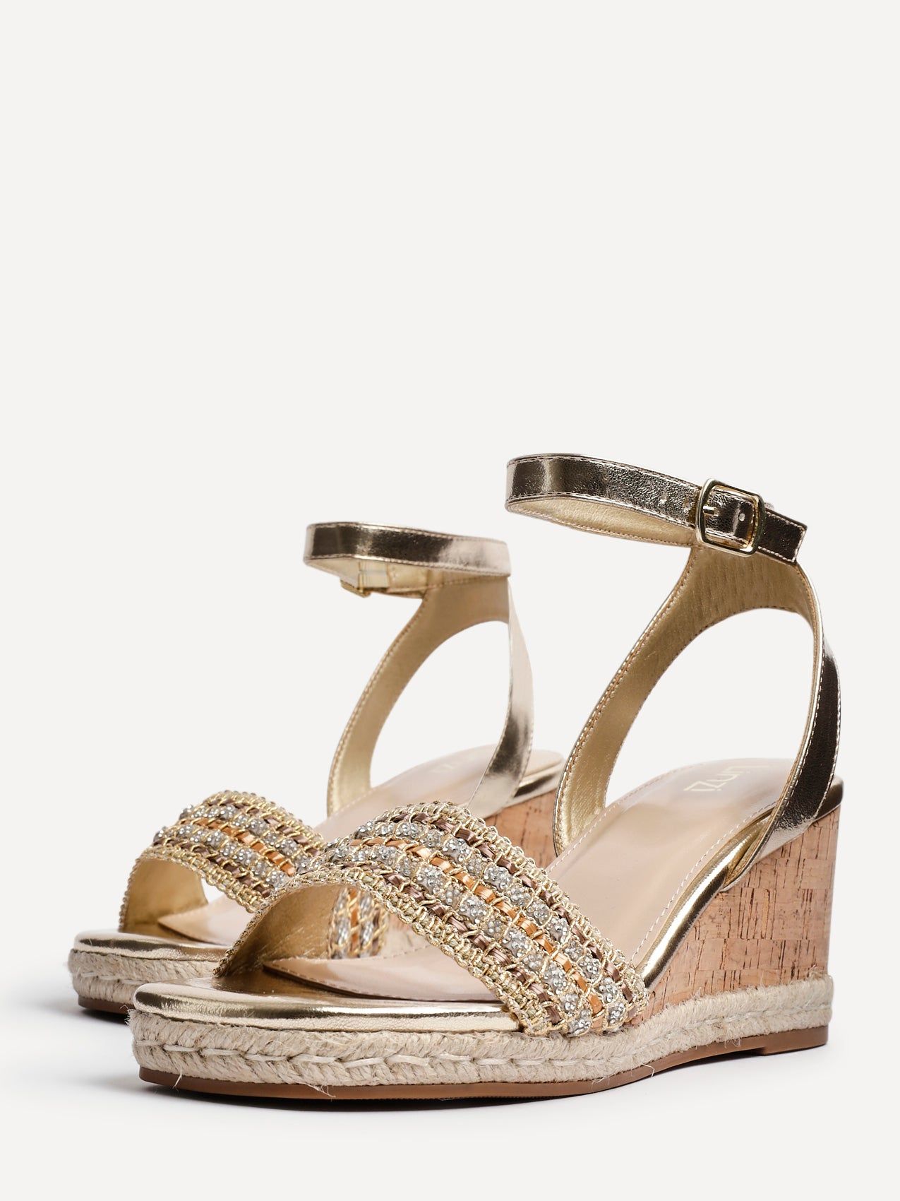 Linzi Ophelia Gold Embellished Cork Wedge image 4