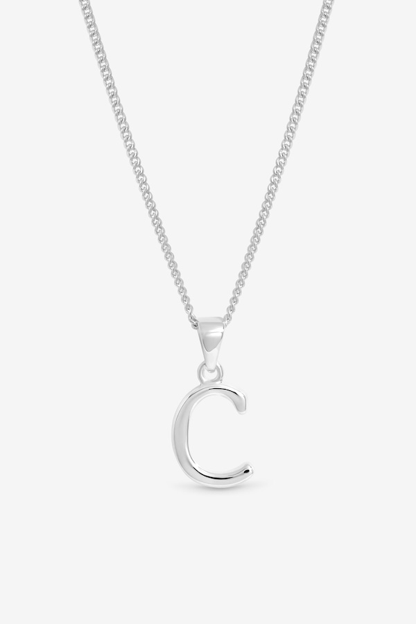 Simply Silver Sterling Silver 925 Initial Pendant - C
