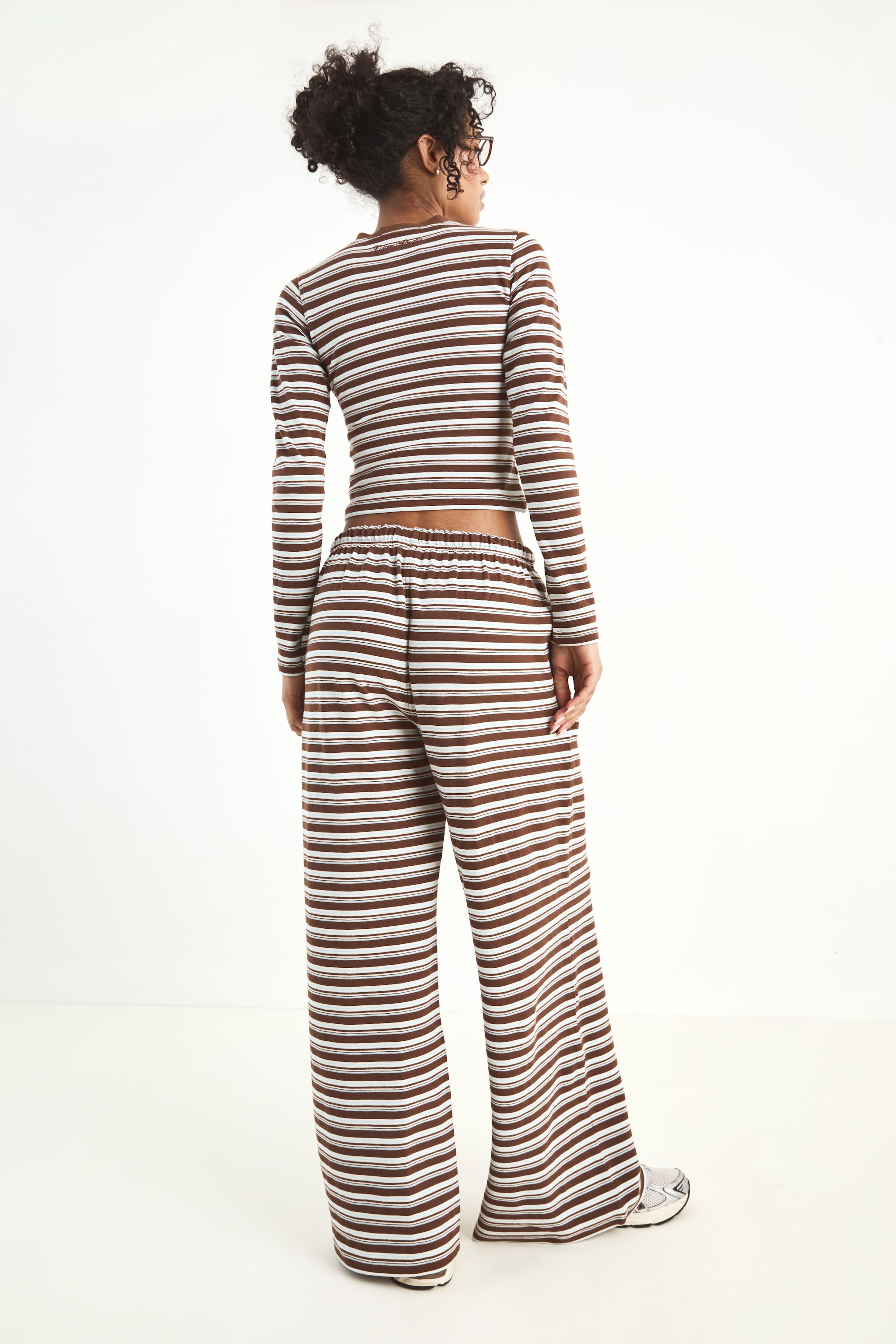 DSGN Studio DSGN Studio Stripe Straight Leg Trouser Mocha image 2