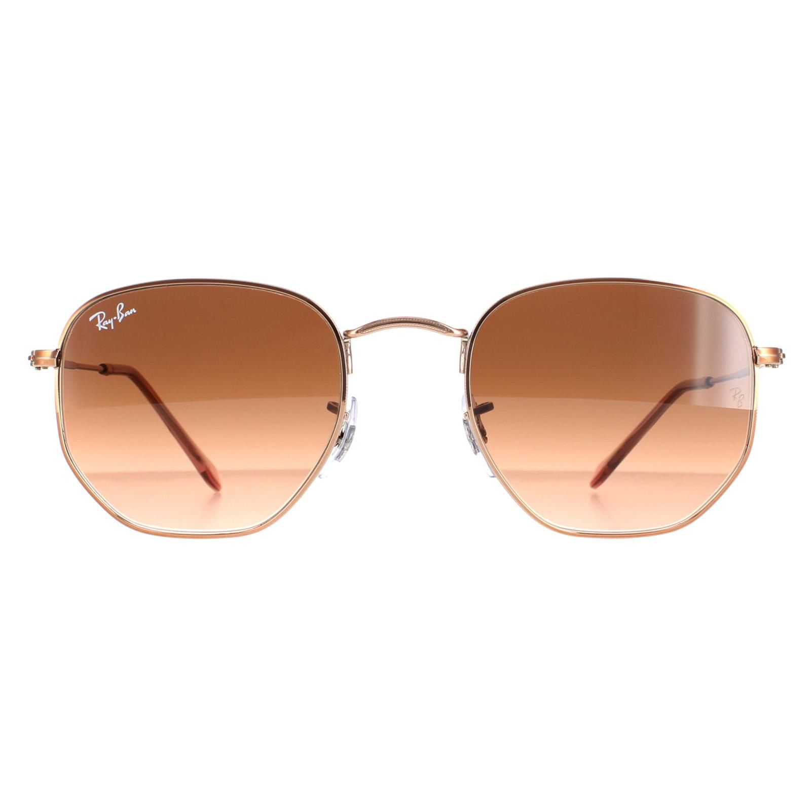 Ray-Ban Square Polished Bronze Copper Brown Gradient Hexagonal RB3548N image 1