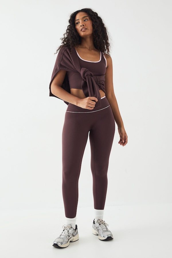 DSGN Studio DSGN Studio Sports Ultra Sculpt Contrast Piping High Waist Legging Chocolate