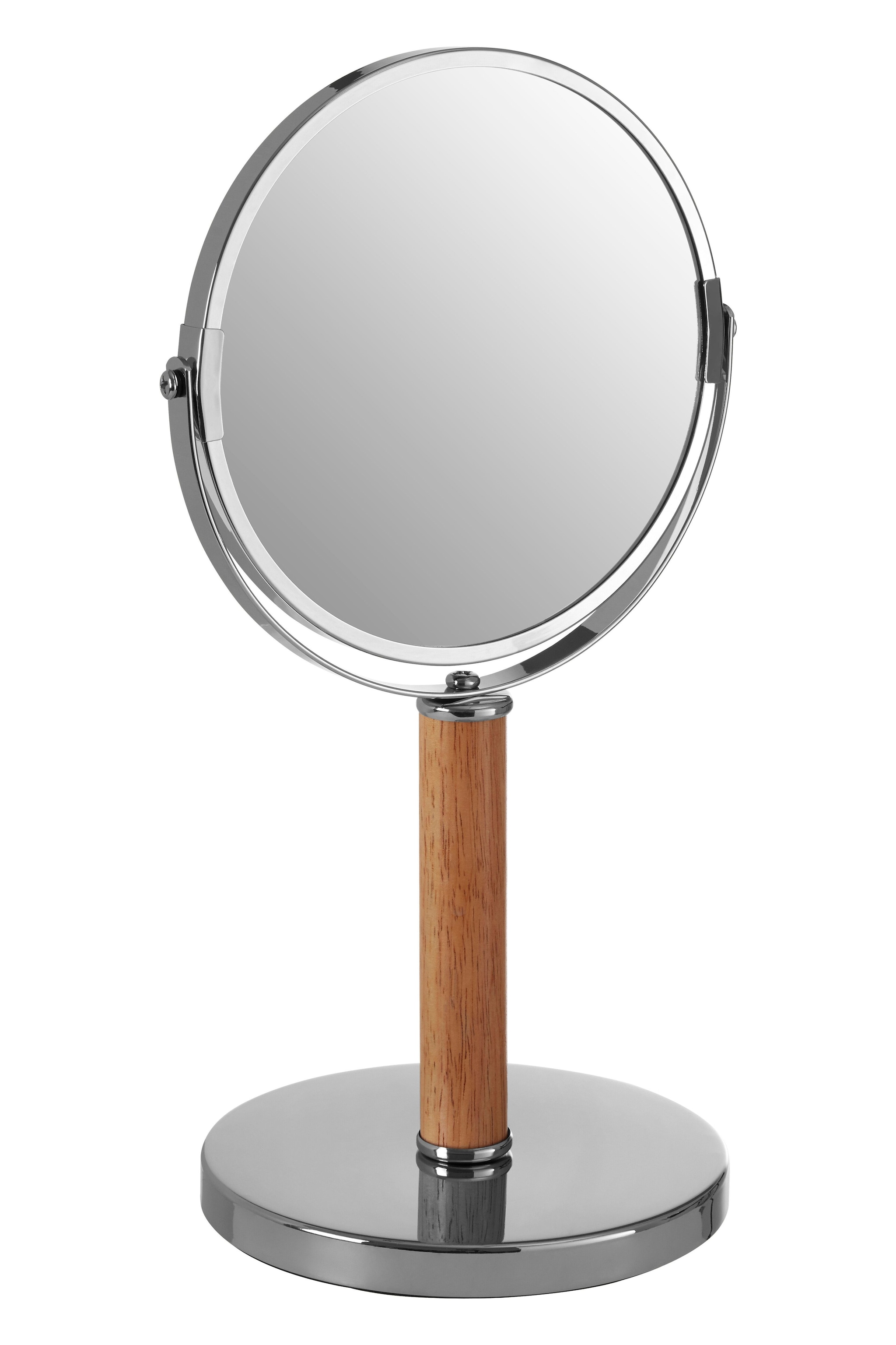 Orsina Iron and Rubberwood Table Mirror, Durable 33x15cm Swivel Vanity Mirror, Chrome Frame image 2