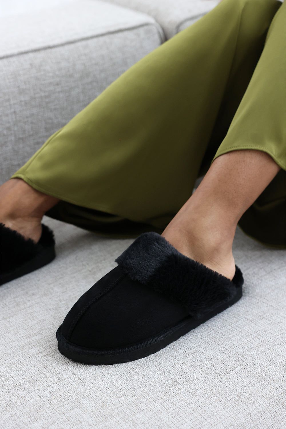 Where's That From 'Xandra' Suede Mule Slippers With Cosy Faux Fur Trim image 4