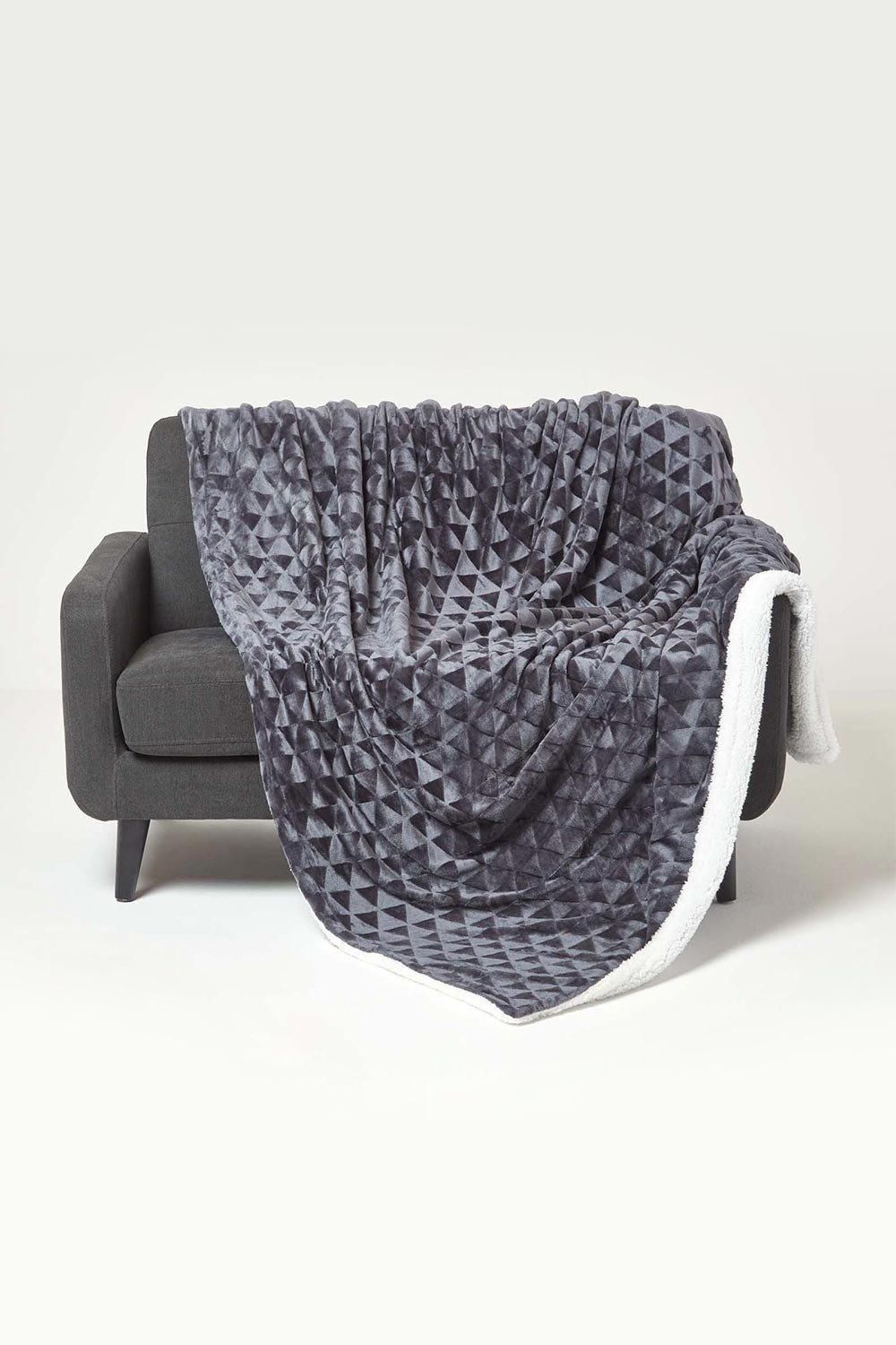 Homescapes Geometric Triangle Velvet Throw image 1