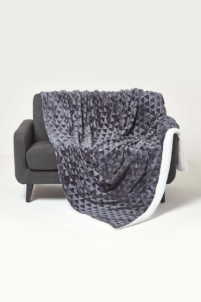 Homescapes Geometric Triangle Velvet Throw