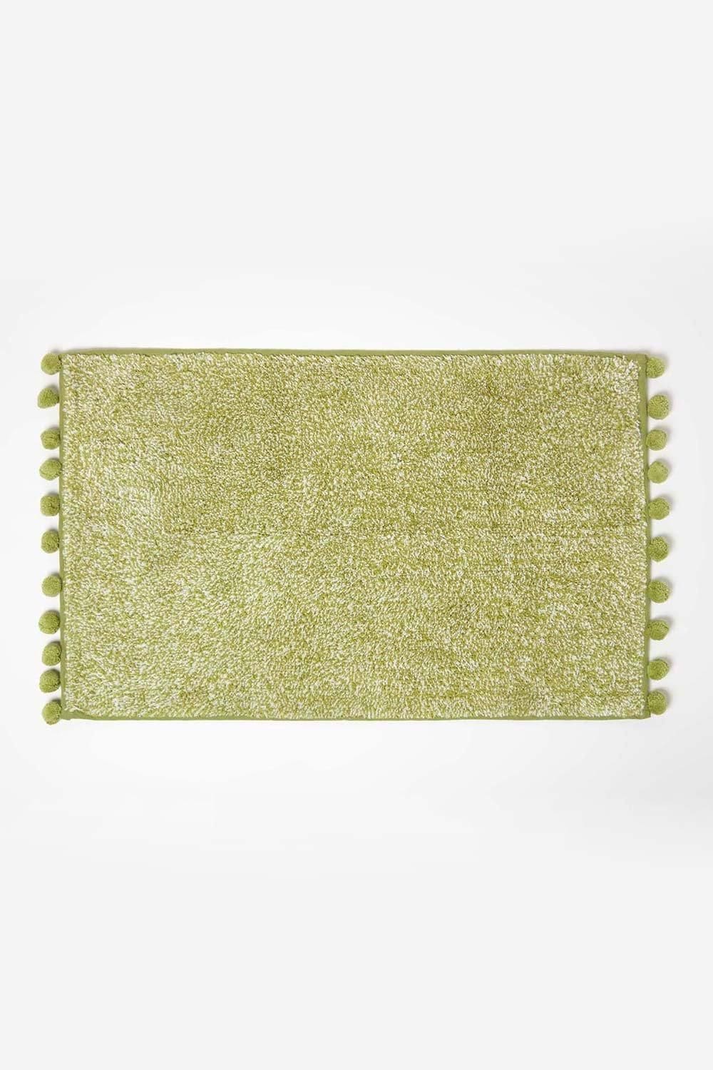 Homescapes Tufted Bath Mat 100% Cotton with Pom Pom Edges image 1