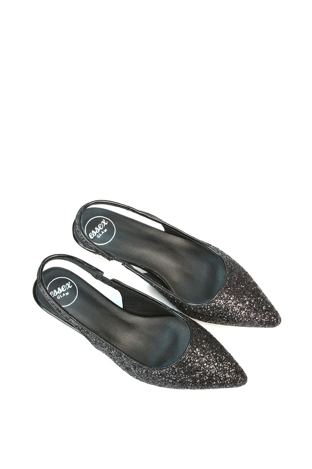 XY London 'Gerri' Pointed Toe Glitter Slingback Kitten Heel Court Shoes image 3