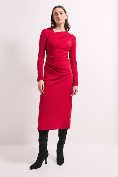 Principles Red Buckle Detail Ponte Midi Dress Red