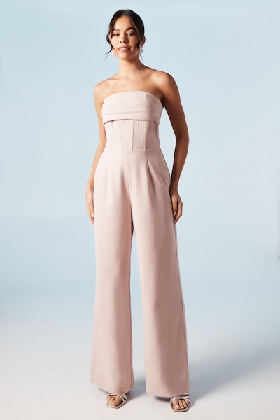 Coast Corset Detail Wide Leg Bridesmaid Jumpsuit Blush