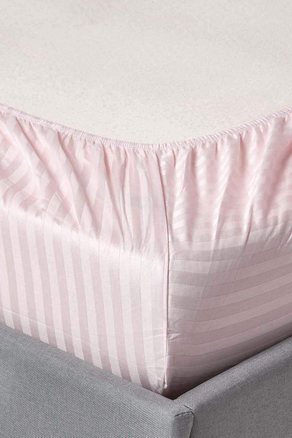 Homescapes Egyptian Cotton Satin Stripe Fitted Sheet 12 inch 330 Thread Count image 2