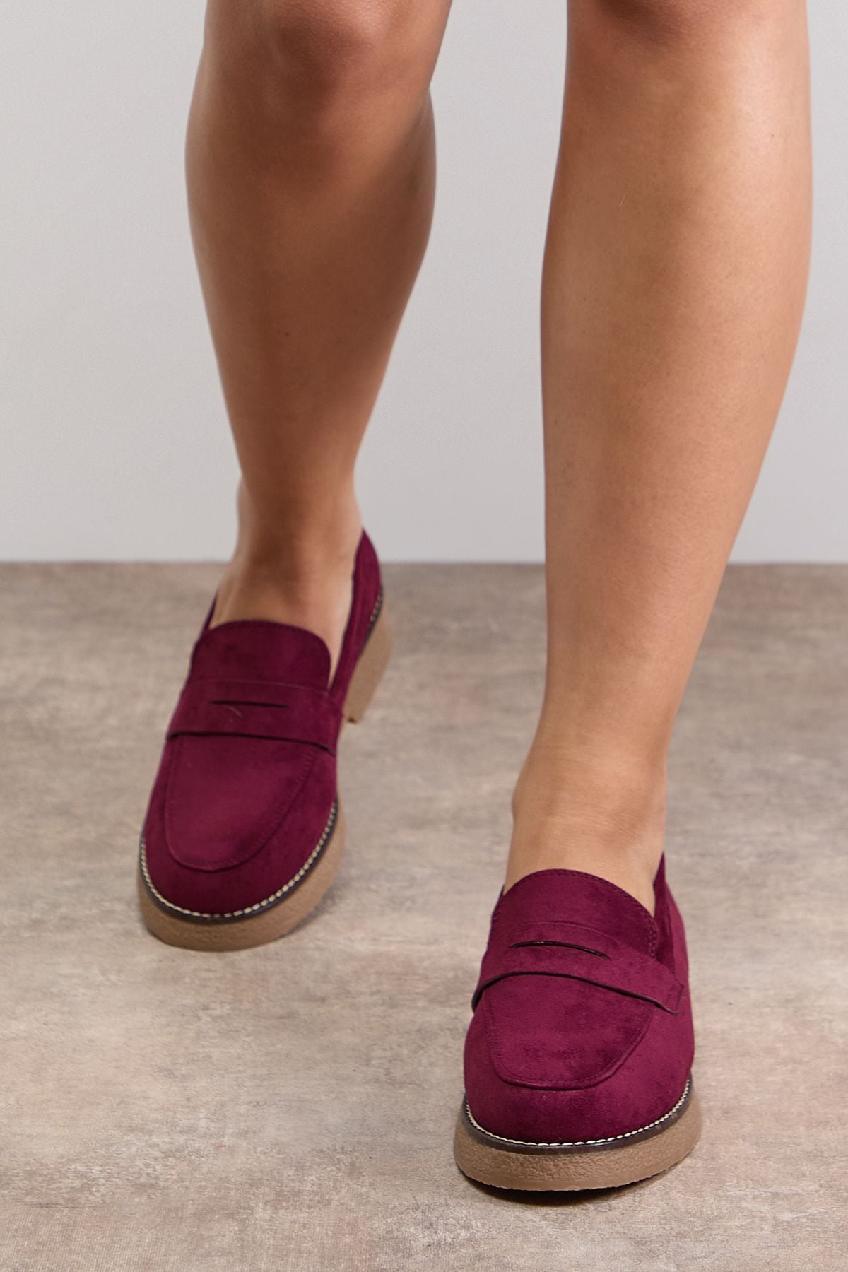 Oasis Isabel Faux Suede Casual Loafers Wine image 3