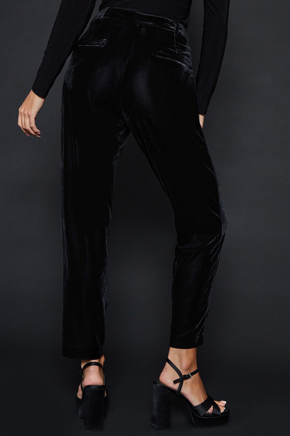 Dorothy Perkins Velvet Tailored Trouser Black image 3