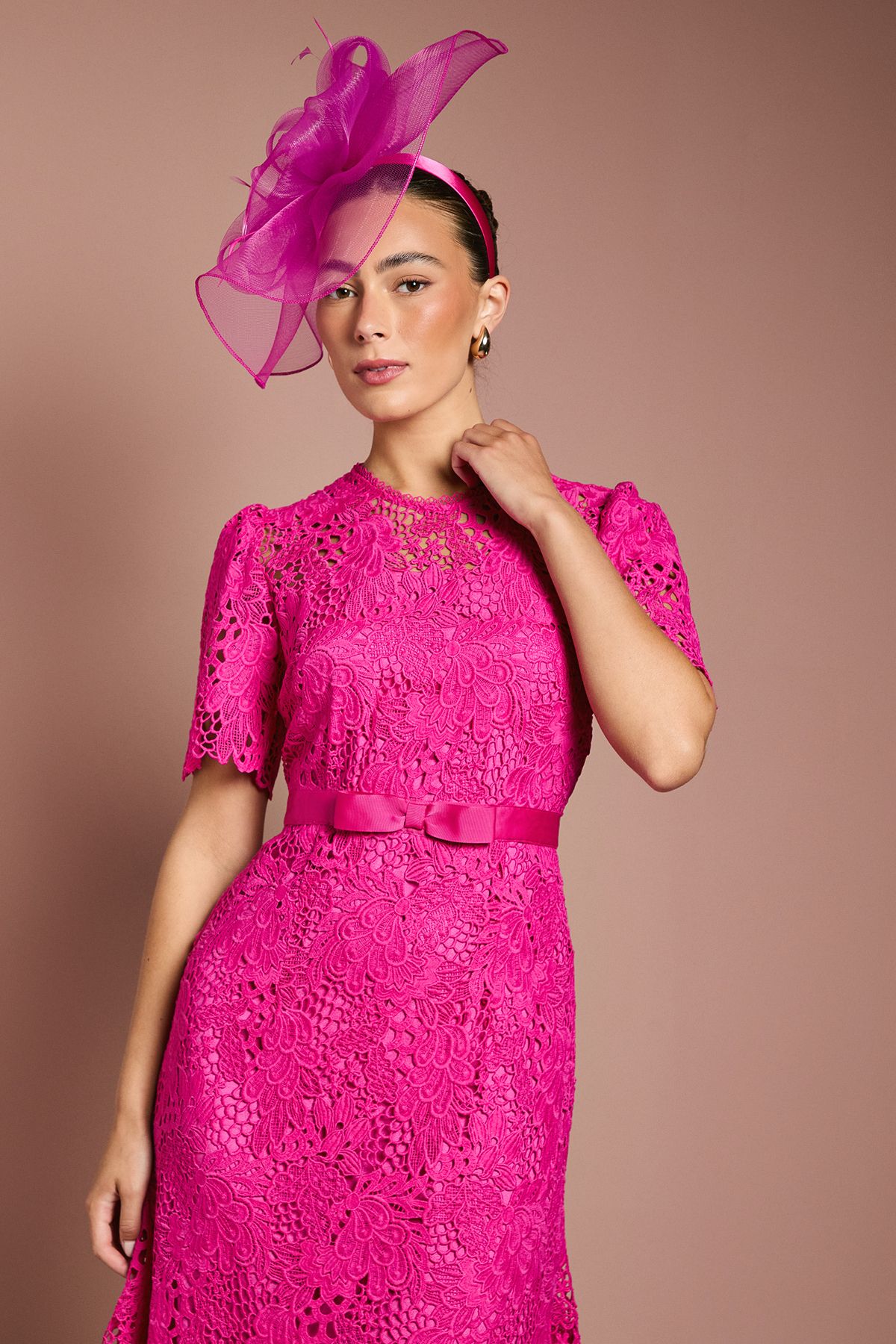 Coast Lace Midi Dress With Bow Belt Berry image 4