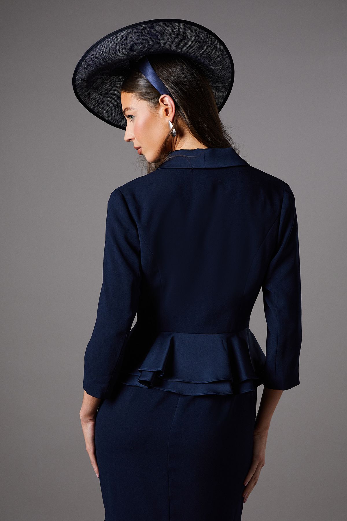 Coast Satin Back Crepe Tailored Jacket With Peplum Navy image 4