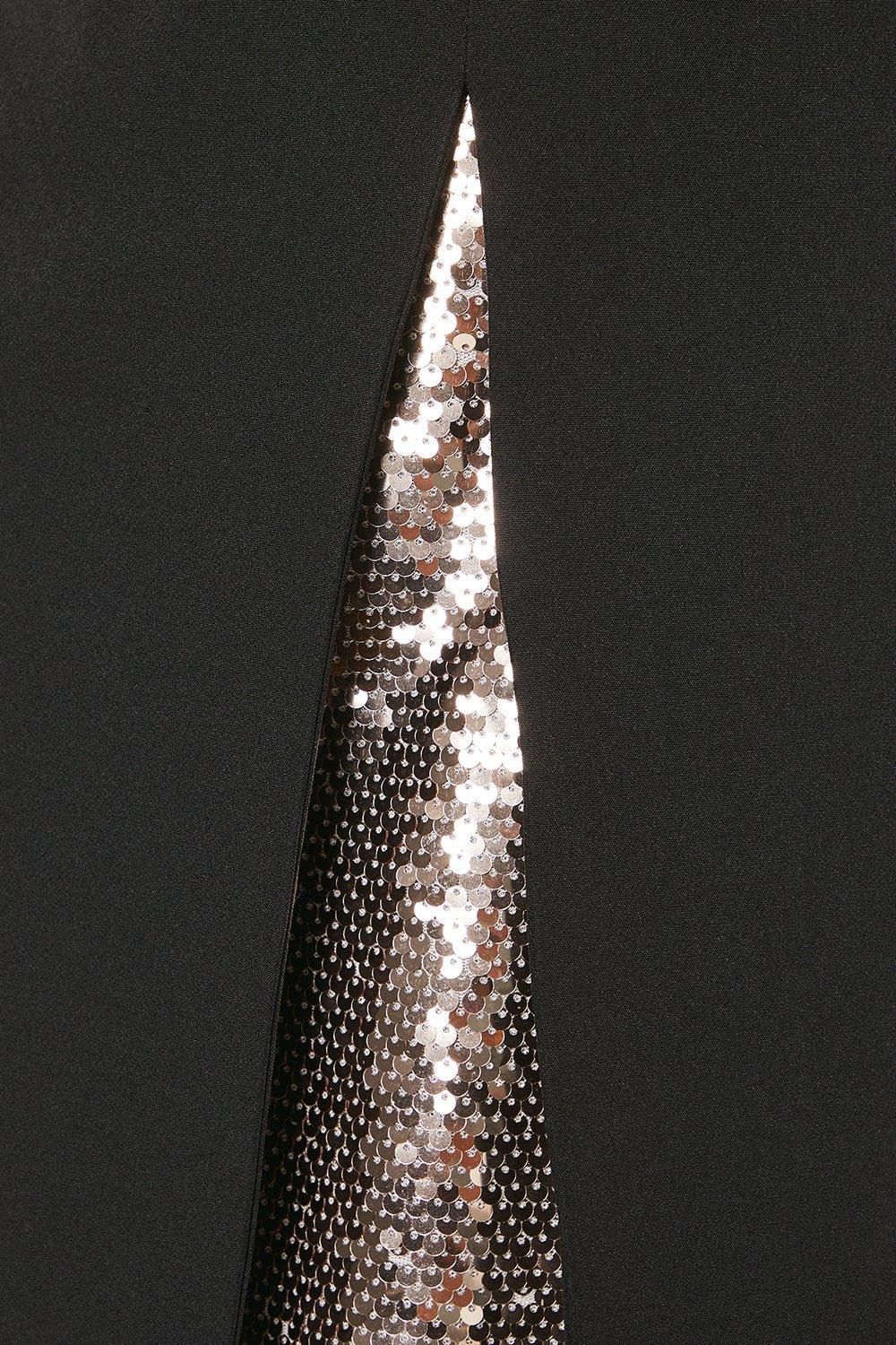 Coast Party Sequin Insert Midi Dress With 3/4 Sleeves Black image 5