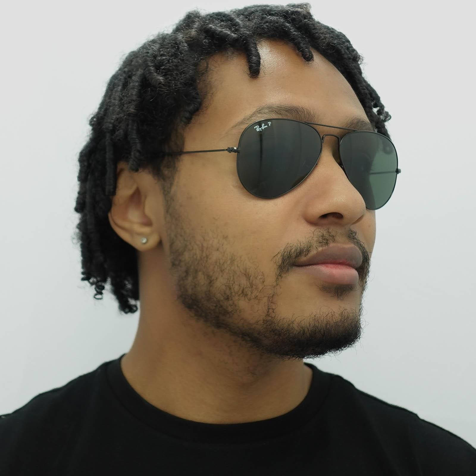 Ray-Ban Aviator Black Green Polarized Aviator 3025 Sunglasses image 6