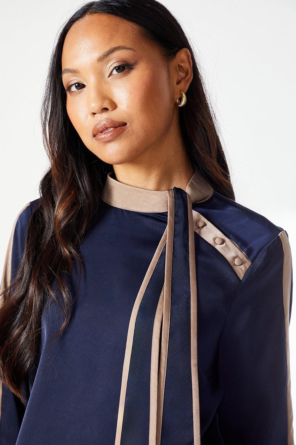 Principles Navy Satin Contrast Detail Top Navy image 4