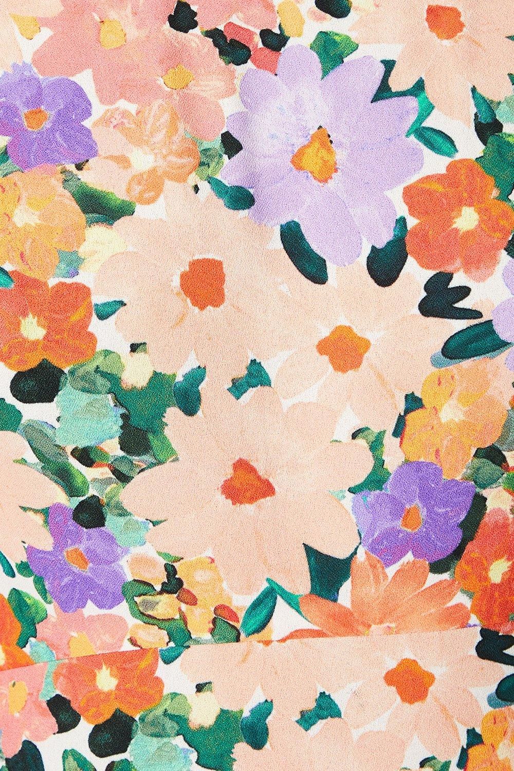 Dorothy Perkins Floral Angel Sleeve Bow Back Midi Dress Floral image 5